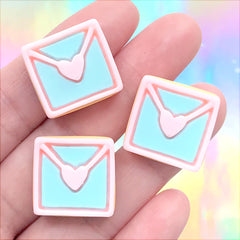 Love Letter Sugar Cookie Cabochon | Miniature Sweet Embellishments | Kawaii Jewelry Supplies | Decoden Phone Case Making (3 pcs / 20mm x 19mm)