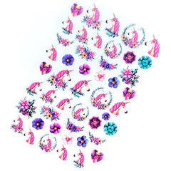 Flower Unicorn Clear Film Sheet | Cute Unicorn Wreath Embellishments | Kawaii Resin Inclusions | UV Resin Art Supplies