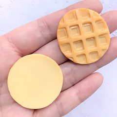 Round Waffle Cabochon | Fake Food Embellishments | Kawaii Sweets Deco | Decoden Phone Case DIY (2 pcs / 35mm)