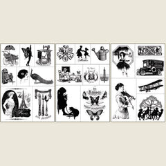 Vintage Victorian Black and White Image Stickers | Clear PVC Sticker for Resin Decoration | Resin Inclusions | Scrapbook Supplies (Set of 15 pcs)