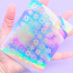 Holographic Snowflake Stickers | Iridescent Christmas Stickers | Winter Holiday Embellishments | Cute Sticker Supplies