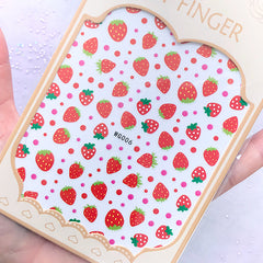 Strawberry Nail Art Stickers | Fruit Embellishments for Resin Art | Kawaii Nail Designs
