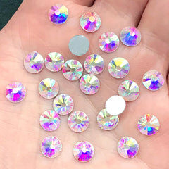 SS30 Faceted Glass Rhinestones | 6mm AB Clear Flat Back Crystal Rhinestones | Bling Embellishment | Craft Supplies (24 pcs)