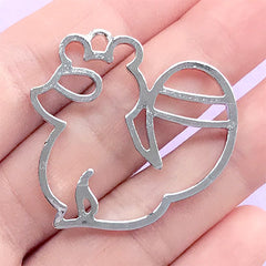 CLEARANCE Racoon Open Back Bezel for UV Resin Filling | Raccoon Deco Frame | Kawaii Animal Pendant | Resin Craft (1 piece  / Silver / 34mm x 34mm)