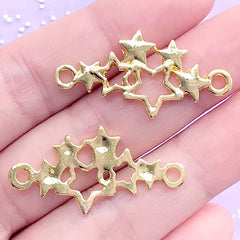 Starry Open Bezel Connector Charm | Star Deco Frame For UV Resin Filling | Kawaii Jewellery Making (2 pcs / Gold / 17mm x 33mm)