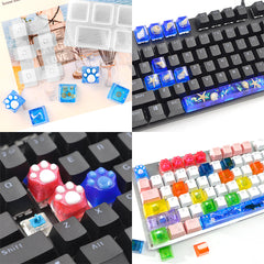 Keycap Silicone Mold for Resin Art (Full Set with Keycaps Puller) | Kawaii Geek Mechanical Keyboard DIY | Resin Decoration Supplies