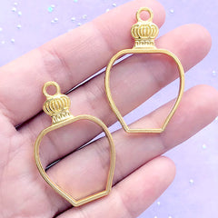 Perfume Bottle Open Bezel Charm | Eau de Parfum Pendant | Kawaii Deco Frame for UV Resin Filling (2 pcs / Gold / 26mm x 41mm)