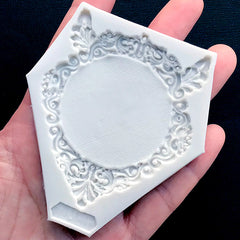 Ornate Victorian Frame Silicone Mold | Round Cameo Setting DIY | Epoxy Resin Flexible Mold | Resin Art Supplies (60mm x 70mm)