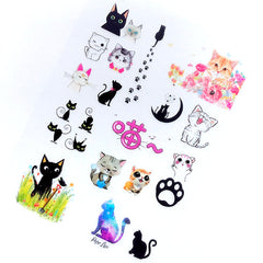 Kawaii Kitty Cat Clear Film Sheet for Resin Art Deco | Cute Pet Embellishments | UV Resin Jewelry DIY