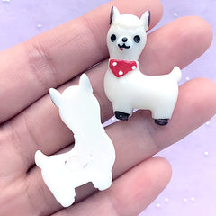 Llama Cabochons | Alpaca Resin Embellishments | Kawaii Jewellery Making | Decoden Phone Case (2 pcs / Cream White / 24mm x 34mm)