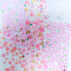 Sakura Sticker Assortment | Assorted Cherry Blossom Stickers | Flower Embellishments | Clear PVC Sticker (Set of 6 pcs)