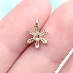 Small Rhinestone Flower Charm | Mini Floral Pendant | Dainty Jewellery Making (1 piece / Gold / 8mm x 12mm)
