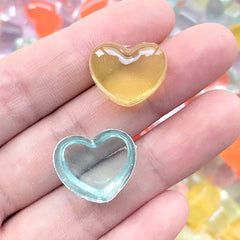 Soft Heart Jelly Candy Cabochons | Faux Candies | Fake Food | Kawaii Phone Case Decoden Supplies | Sweets Deco (10 pcs by Random / 18mm x 14mm)