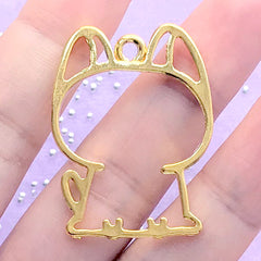 CLEARANCE Cat Outline Open Bezel for UV Resin Filling | Kawaii Animal Deco Frame | Cute Pet Jewellery DIY (1 piece / Gold / 27mm x 36mm)