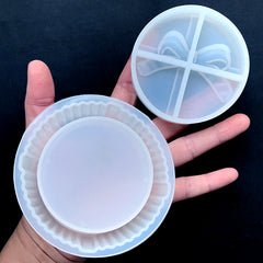 Fluted Storage Box Silicone Mold | Round Trinket Box Making | Kawaii Resin Art Supplies | Lolita Home Decoration (80mm)