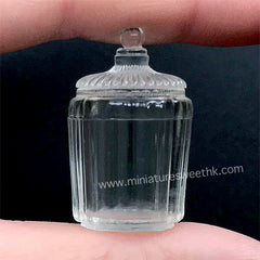 DEFECT Miniature Candy Jar Silicone Mold | Dollhouse Fluted Crystal Trinket Box with Lid Mould | Doll Food Craft Supplies (18mm x 30mm)