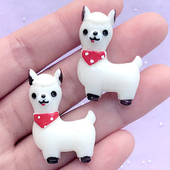 Llama Cabochons | Alpaca Resin Embellishments | Kawaii Jewellery Making | Decoden Phone Case (2 pcs / Cream White / 24mm x 34mm)