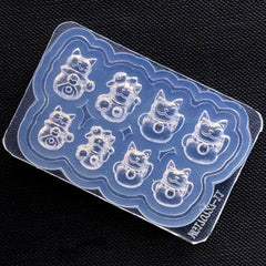 Maneki Neko Silicone Mold Assortment (8 Cavity) | Small Lucky Cat Mold | Mini Beckoning Cat Embellishment Mold | UV Resin Craft Supplies