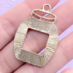 DEFECT Jam Jar Open Bezel Pendant for UV Resin Crafts | Cute Deco Frame for Resin Filling | Kawaii Jewelry Supplies (1 piece / Gold / 27mm x 39mm)