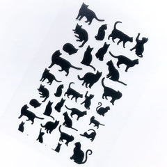 DEFECT Kitty Silhouette Clear Film Sheet in Black Color | Animal Cat Embellishments for Epoxy Resin Art Decoration | Resin Fillers