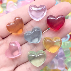 Heart Candy Cabochon in Actual Size | Fake Candies | Faux Food | Kawaii Decoden | Sweet Deco Supplies (10 pcs by Random / 18mm x 14mm)