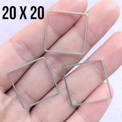 CLEARANCE Square Deco Frame for UV Resin Filling | Hollow Geometry Open Frame | Geometric Resin Jewellery Making (3 pcs / Silver / 20mm)