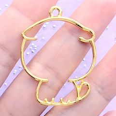 Dog Outline Open Bezel for UV Resin Jewelry DIY | Kawaii Puppy Deco Frame for Resin Filling | Cute Craft Supplies (1 piece / Gold / 30mm x 40mm)