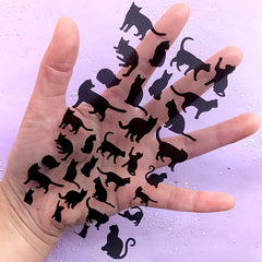 DEFECT Kitty Silhouette Clear Film Sheet in Black Color | Animal Cat Embellishments for Epoxy Resin Art Decoration | Resin Fillers