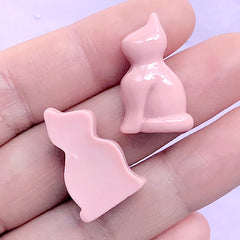 Cat Chocolate Cabochons | Sweet Embellishments | Kawaii Decoden | Fake Candy | Faux Food Jewellery Supplies (2 pcs / Pink / 14mm x 24mm)