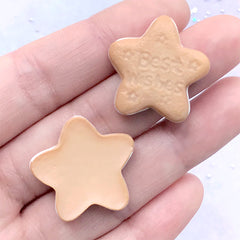 Star Biscuit Cabochon | Faux Cookie Embellishments | Kawaii Phone Case Deco | Decoden Supplies (2 pcs / 24mm x 24mm)