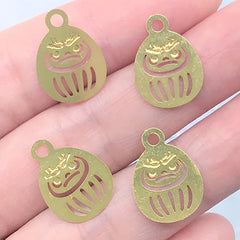 Daruma Doll Metal Bookmark Charm | Metal Embellishment for Resin Craft | Kawaii Jewellery DIY (4 pcs / 12mm x 17mm)