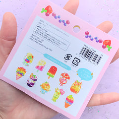 Summer Dessert Sticker Flakes | Shaved Ice Parfait Sundae Popsicle Fruit Punch Ice Cream Fruit Crepe Stickers (10 designs / 20 pcs)