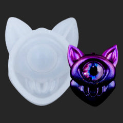 Demon Eye with Cat Ears Silicone Mold | Animal Devil Mold | Gothic Evil Jewelry DIY | Resin Art Supplies (42mm x 51mm)