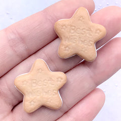 Star Biscuit Cabochon | Faux Cookie Embellishments | Kawaii Phone Case Deco | Decoden Supplies (2 pcs / 24mm x 24mm)