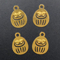 Daruma Doll Metal Bookmark Charm | Metal Embellishment for Resin Craft | Kawaii Jewellery DIY (4 pcs / 12mm x 17mm)
