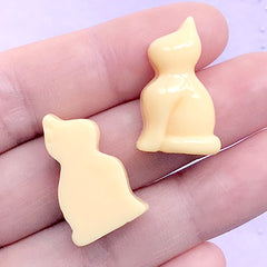 Faux Milk Chocolate Cabochon in Cat Shape | Fake Food Jewellery Making | Kawaii Decoden Pieces (2 pcs / Cream / 14mm x 24mm)