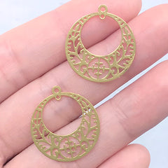 Filigree Round Deco Frame for UV Resin Filling | Small Bookmark Charm | Metal Accents for Resin Jewelry DIY (2 pcs / 20mm x 22mm)