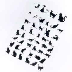 Small Cat Silhouette Clear Film Sheet in Black Color | Animal Kitty Embellishments | Resin Art Decoration | Filling Materials for Resin Craft