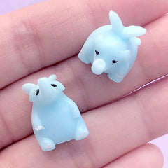 Elephant Angel Cabochons | 3D Decoden Pieces | Animal with Angel Wing Embellishment | Kawaii Jewellery Supplies (2 pcs / Blue / 13mm x 20mm)