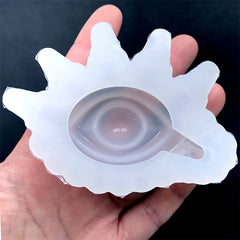 Large Devil Eye Silicone Mold | Big Demon Eye Mold | Evil Eye with Horns Mold | Gothic Jewelry Supplies | Resin Craft (76mm x 53mm)