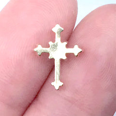 Cross Rhinestone Nail Charm | Bling Bling Religion Embellishment | Christian Nail Art | Sparkle Resin Inclusion (1 piece / Gold / 10mm x 12mm)