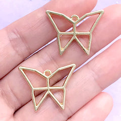 Butterfly Origami Open Bezel for UV Resin Filling | Butterfly Open Frame | Resin Jewelry Supplies (2 pcs / Gold / 26mm x 20mm)