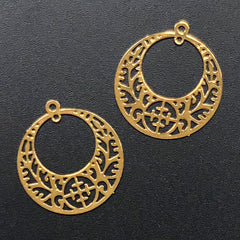 Filigree Round Deco Frame for UV Resin Filling | Small Bookmark Charm | Metal Accents for Resin Jewelry DIY (2 pcs / 20mm x 22mm)