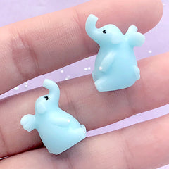 Elephant Angel Cabochons | 3D Decoden Pieces | Animal with Angel Wing Embellishment | Kawaii Jewellery Supplies (2 pcs / Blue / 13mm x 20mm)