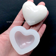 Puffy Heart Silicone Mold | Small Soap Mold | Kawaii Craft Supplies | Decoden Cabochon Making | UV Resin Mould | Epoxy Resin Art (49mm x 44mm)