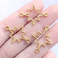 Star Open Bezel Connector Charm | Deco Frame for UV Resin Filling | Kawaii Jewellery Supplies (3 pcs / Gold / 26mm x 19mm)