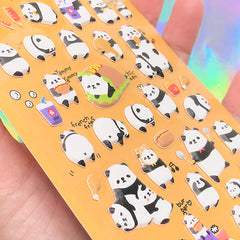 Puffy Panda Stickers | Cute Animal Stickers | Embellishments for Scrapbook | Home Decoration | Planner Deco Sticker