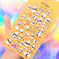 Puffy Panda Stickers | Cute Animal Stickers | Embellishments for Scrapbook | Home Decoration | Planner Deco Sticker