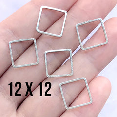 Hollow Geometric Frame for UV Resin Filling |  Square Open Deco Frame | Geometry Jewelry DIY (5 pcs / Silver / 12mm)