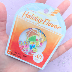 Summer Drink and Ice Cream Cocktail Sticker Flakes | Holiday Flavor Sticker | Planner Sticker Supplies (10 designs / 40 pcs)